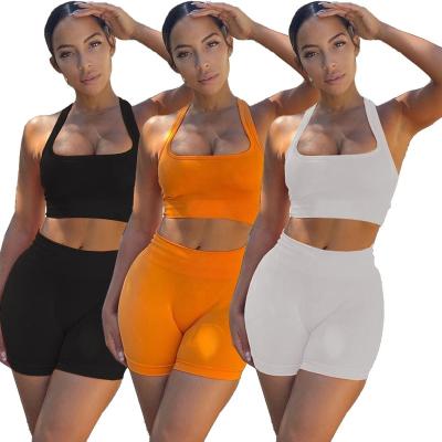 China High Waisted Yoga QUICK DRY Seamless Pants Set Summer Women's Sports Bra Top Fitness Custom Two Piece Sets for sale