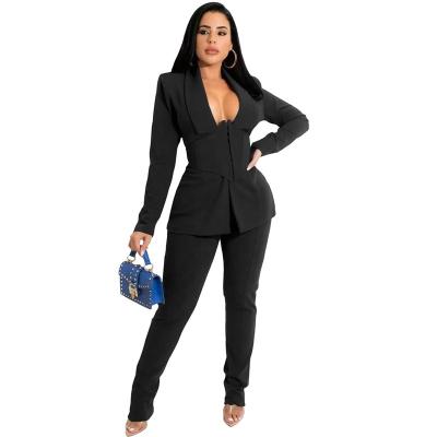 China Latest Sustainable Ladies Office Uniform Woman Suit Jacket And Pants Sets Two Pieces Casual Professional Suits Set For Women for sale