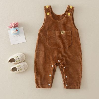 China Color Fade Proof 2023 Winter Wholesale Custom Logo Jumpsuit Clothes Baby Bubble Romper Kids Baby Corduroy Overall for sale