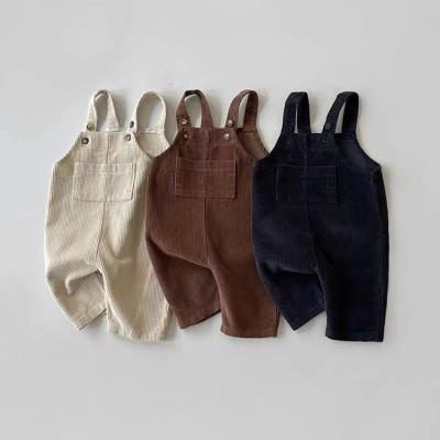 China Color Fade Proof 2023 Wholesale Custom Logo Oem Jumpsuit Winter Clothes Baby Bubble Romper Kids Baby Corduroy Overall for sale