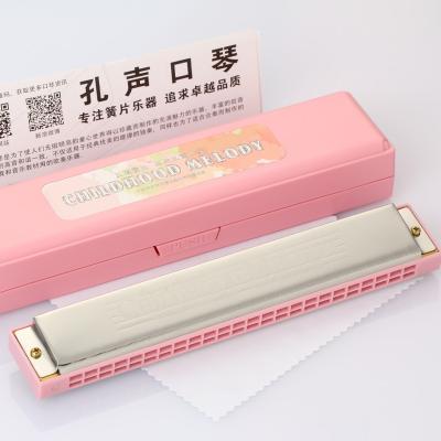 China Plastic Pink Harmonica Kids Music Enlightenment Tremolo 24 Hole for sale