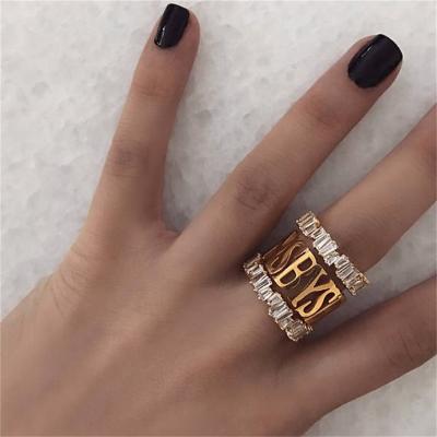 China CLASSIC Personalized 925 Sterling Silver Name Ring Handmade Letter Ring Custom Birthday /Lovers/ Mothers' Day Jewelry Gift for sale