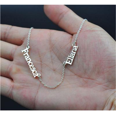 China TRENDY 925 Sterling Silver Jewelry Gift Handmade personalized two names necklace with custom letter pendant necklace for sale