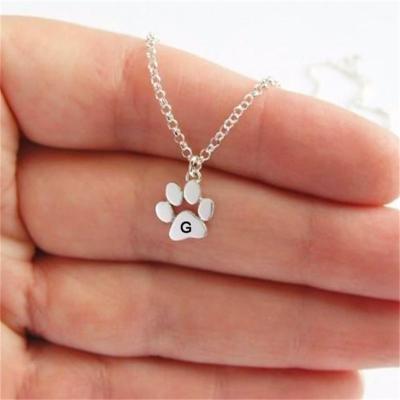 China Cute Handmade 925 Sterling Silver Cats or Dogs Paw Carve Any Initial Letter Gift for Kid Custom Print Necklace Pendant for sale