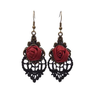 China New Fashion Handmade Dangle Earrings Rose Drop Earrings For Women Accessories Lace Up Earrings Women Party Jewelry for sale