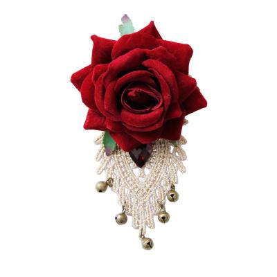 China Lace Up Handmade Women Party Jewelry Rose Wind-Bell Corsage Pin Brooch for sale