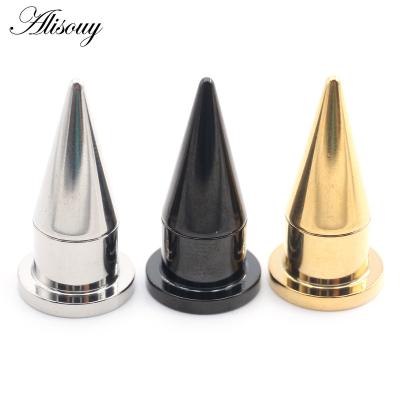 China Punk Alisouy 2pcs Stainless Steel Spike Ear Plug Expander Stretchers Taper Tunnel Gauges 2 in 1 Screw Earring Piercing Body Jewelry for sale