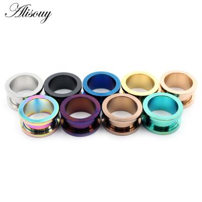 China Punk Alisouy 2PC 1.2-36mm Anodized Stainless Steel Screw Ear Flesh Tunnel Plug Expander Stretcher Earlet Gauges Piercing Body Jewelry for sale