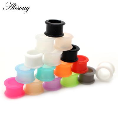 China TRENDY Alisouy 2 Pieces 3-25mm Silicone Ear Plugs And Tunnels Earlets Elasticity Expander Men Women Gauges Body Jewelry Piercing for sale