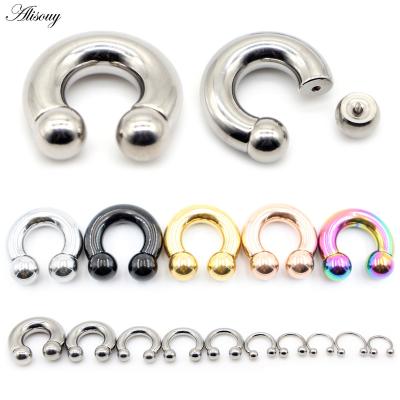 China Punk Alisouy 1pc Big Large Size Captive Bead Nose Ring Ear Plug Expander Guauge Male Genital BCR Hoop Earring Piercing Body Jewelry for sale