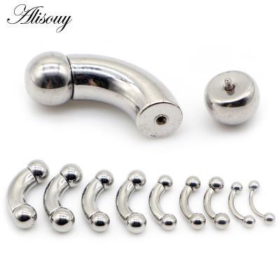 China Punk Alisouy 1PC Stainless Steel Big size Nostril Nose Nipple Ring Curved Barbell Tragus Earring Eyebrow Bar Piercing Body Jewelry for sale