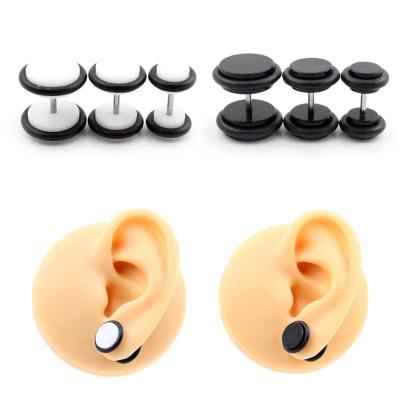 China TRENDY Alisouy 2 Pieces Earrings Men Women Stud Acrylic Fashion Stud Earrings Body Jewelry White Black 6mm 8mm 10mm Ear Body Jewelry for sale