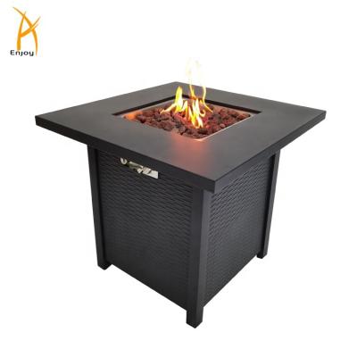 China Square Stocked Patio Furniture With Fire Pit Steel Table With Gas Tank Storage for sale