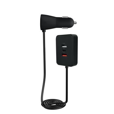 China Cargador de automóvil USB de carga rápida negro 3 puertos USB A y 2 USB C Adaptador de alimentación para automóviles en venta