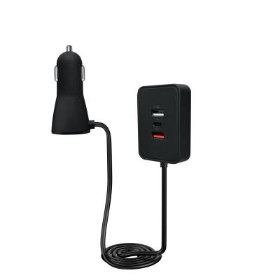 China Multi Port ABS Fast Charging Car Charger With Extension Cord 120W Lighter Switch Plug for sale