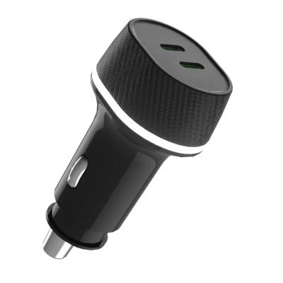 China Aluminum Alloy Type C USB Car Charger PD 45W Dual QC 3.0 Car Charger for sale