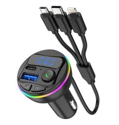 China Wireless Bluetooth USB FM Transmitter Car Charger With Hands Free Calling Fast Charging for sale