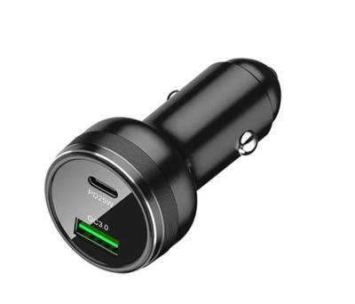 China 2 Ports 45W Dual USB C Car Charger Car Power Adapter PD / QC Fast Charging for sale