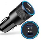 China PD 60W Type C Aluminum Car Charger Smart Phone Mini Car Power Adapter for sale