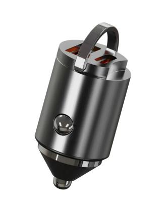 China Metal Sliver Pull Ring USB Car Charger PD 30W Super Fast Car Charger QC 3.0 for sale