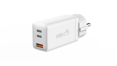 China White 65W 3 Port USB Fast Charger USB C Fast Charging Adapter Wall Charger for sale