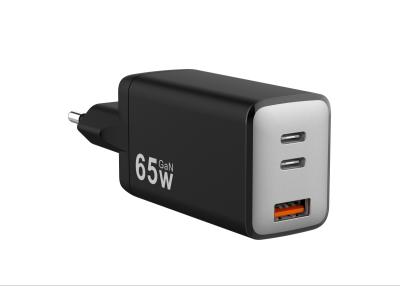 China 65W 3 Port USB C Wall Charger Fast Charging USB A GaN Adapter Customized Logo for sale