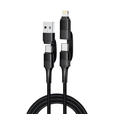 China Hochgeschwindigkeits-Multifunktionsladekabel 4 in 1 geflochtenes Kabel USB / Typ C bis Typ C / Blitz zu verkaufen