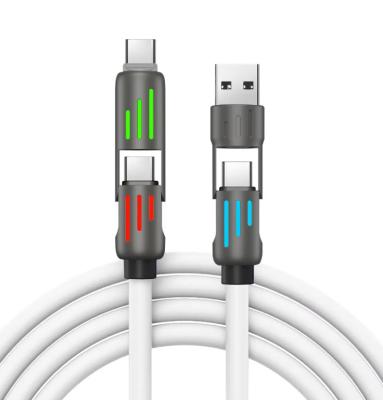 China Multi Function Silicone 4 In 1 USB Charging Cable 60W Fast Charging USB Data Cable for sale