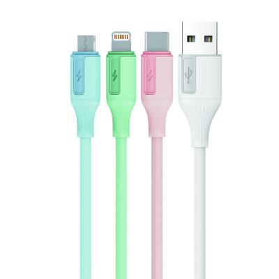 China USBA-C/A-M/A-L 2A Charge and Data Transfer Cable with Colorful Silicone Series and Aluminum Connector in Blue White Green and Pink for sale