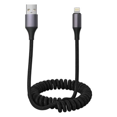 China 1.8m cable de resorte Serie trenzada USBA a micro a tipo c a carga de iluminación y datos Cable en venta