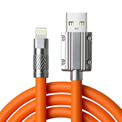 China 1m Durable Silicone Charging Cable with Zinc Alloy Connectors in Orange/Blue/White/Green CC60W / CL27W 480Mbps Cable for sale