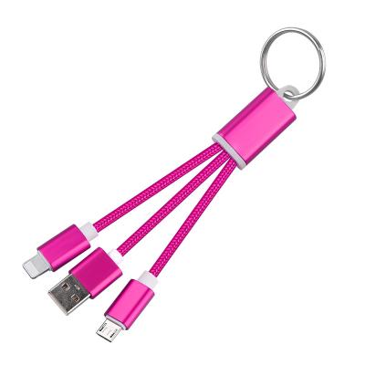 China Wear resistant Braided Charging Cable Keychain USB To Lighting Micro 0.8M OEM 5V2A 3A Red Blue OEM Customized Support for sale