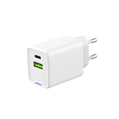 China EU Plug Dual Port USB A With Type C White GaN USB Charger 45W Fast Wall Charger Type C Charger for sale