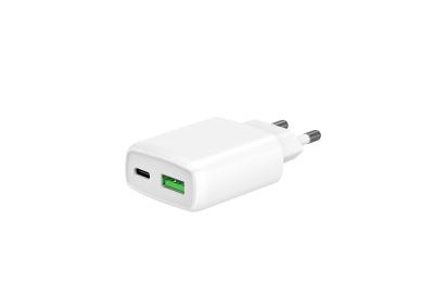 China EU Plug Quick Charge Wall Charger Adapter with USB-C and USB-A Output 20W for sale