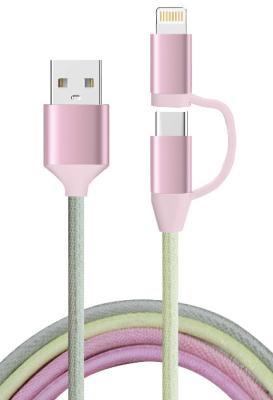 China 2025 LX 2 In 1 colorful 1M Braided Phone Charging Cable With 2A / 3A Output Customized Cable for sale