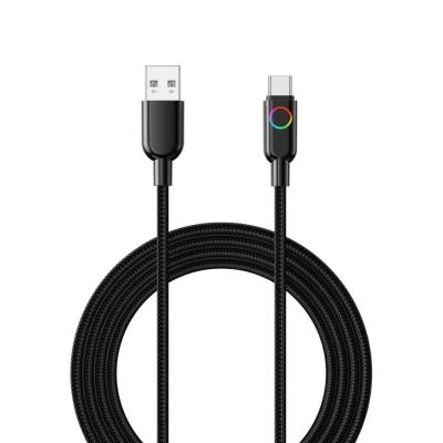 China Braided 3A Fast Charging USB Cable With light 60W Type C Data Charger Cable for sale