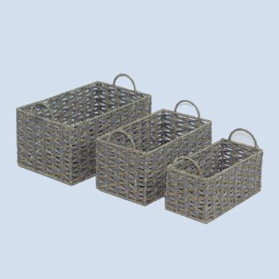 China Viable Natural Basket Set of 3 Plant Plankton Storage Bins for sale