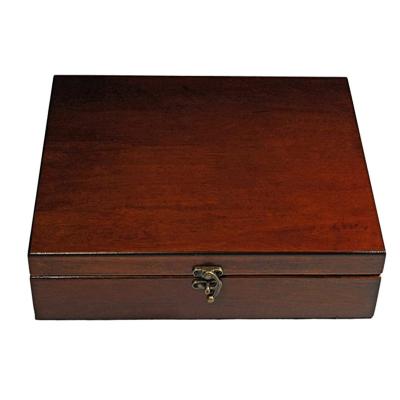 China Repurposed Materials Wooden Treasure Box With Brass Latch Red Wood Finish Organize Box for sale