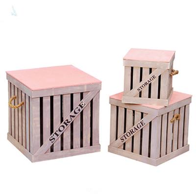 China Adjustable (other) set of 3 style modern wooden storage box wooden crate for sale