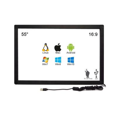 China 55 Inch Indoor Infrared Touch Panel 20 Point IR Interactive Touch Screen Frame Covered Kit Suitable For Smart LED TV for sale