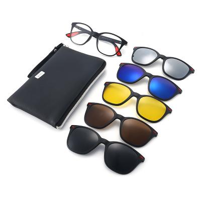 China High Quality 2316A TR90 Sight Glass 5 Extra Night Vision Polarized Magnetic 5 In 1 Clip On Sunglasses With Case Driving Glass Frame for sale