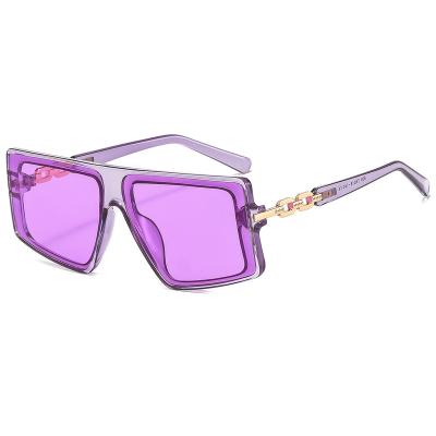 China High Quality 909 Transparent Oversized Rectangular Sunglasses One Lens Shades Fashion Frame for sale