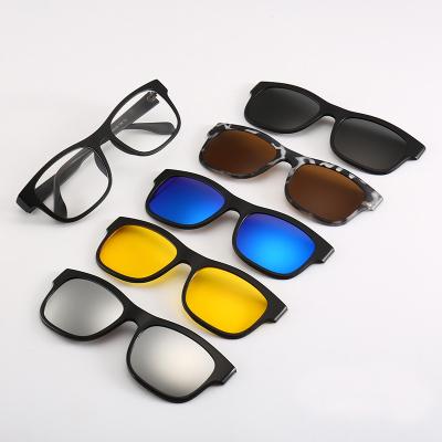 China Fashion 2203T Sunglasses 5 Glasses Frames in 1 Sunglasses Magnet Clip on Polarized Sunglasses gafas lentes de sol for sale