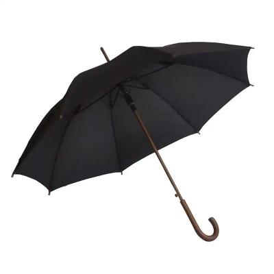 China Modern LS hook wooden handle straight umbrella with windproof device is used in windy weather for sale