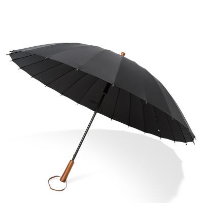 China Large Size Chinese Traditional LS Full Frame Fiberglass Umbrella Custom Wooden Handle Umbrella Windproof Automatic Folding Umbrella High Quality for sale