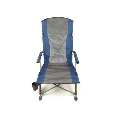 China Folds fast and ties down easily; With Breathable Mesh Fabric New LS 2023 Outdoor Beach Fishing Recliner With High Back And Narrow Armrest And Water Cup for sale