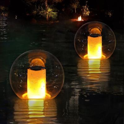 China 2022 New LED Solar Floating Garden Pool Lights with Flame Lights Show for Swimming Pool and Garden Ni-MH Rechargeable Battery or Home for sale