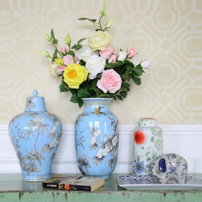 China Traditional Hand Printed Vase Wholesale Chinese Decoration Porcelain Flower Ware Blue Decorative Ceramic Vase for sale