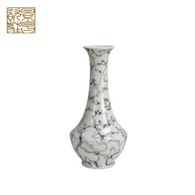 China Exquisite Hand Painted Pottery Table Traditional Newly Designed Long Stem Pattern Long Stem Flower Vase for sale