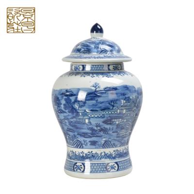 China High Quality Decoration China Blue And White Tall Decorative Ginger Jar With Lid for sale